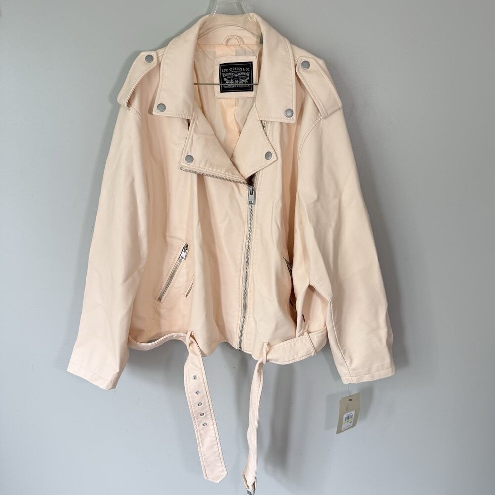 Levis Motorcycle Jacket Womens Plus Size 4X Faux Leather Zip Up Light Peace New